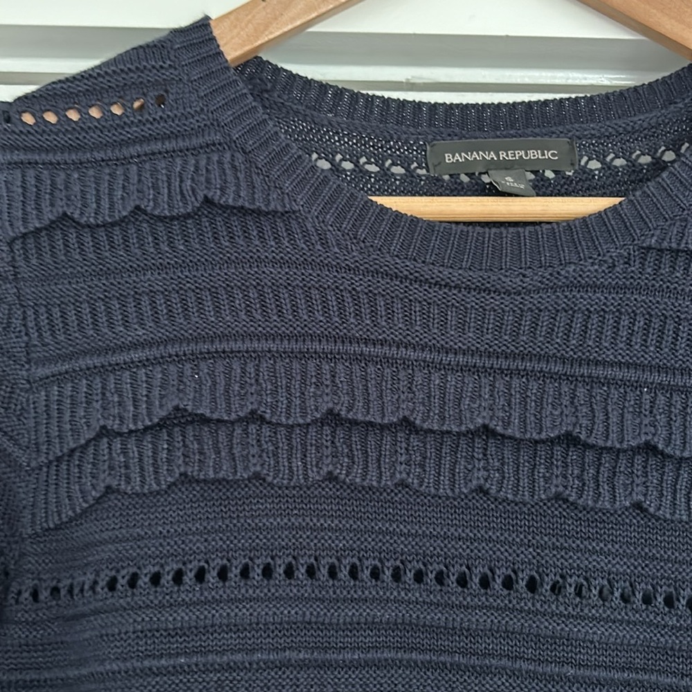 Navy blue scallop banana republic sweater